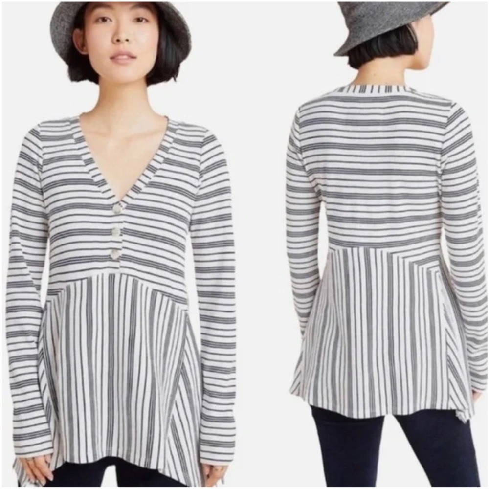 Anthropologie Maeve Eliza Thermal Stripe Long Sleeve Tunic Size Medium OB1089995